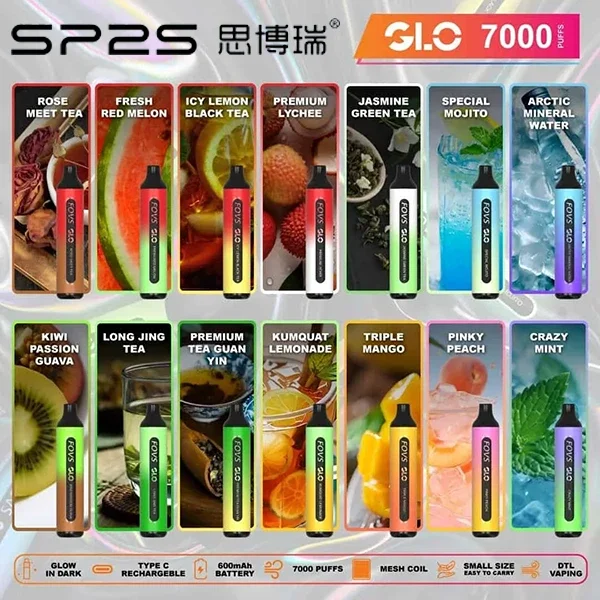 思博瑞SP2S-GLO-7000口拋棄式電子煙-口味推薦